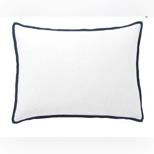 Pottery barn Belgian Flax Linen Contrast Flange Sham standard size white navy